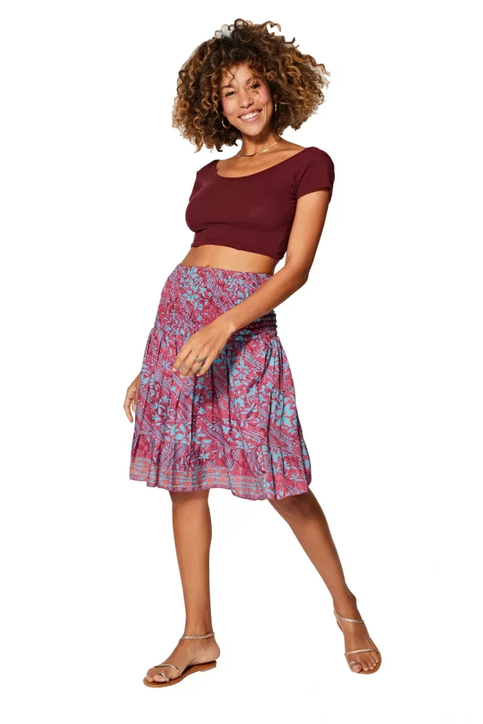 Jupe fluide, motif hawaiien - MCJU0107B – Image 1