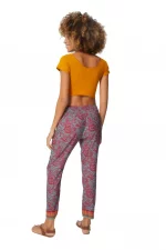 Pantalon coupe droite bordeaux et vert - MCPA0026C – Image 2