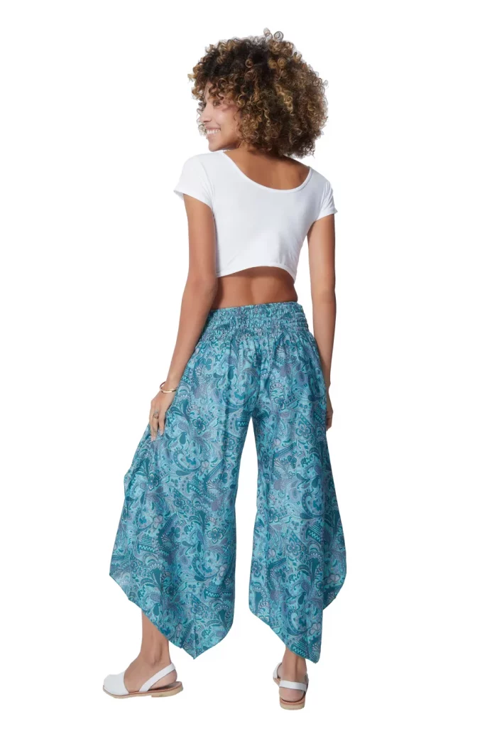 Pantalon évasé asymétrique turquoise - MCPA0027C – Image 2