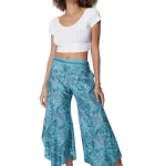 Pantalon évasé asymétrique turquoise - MCPA0027C