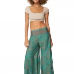 Pantalon évasé asymétrique vert - MCPA0027H