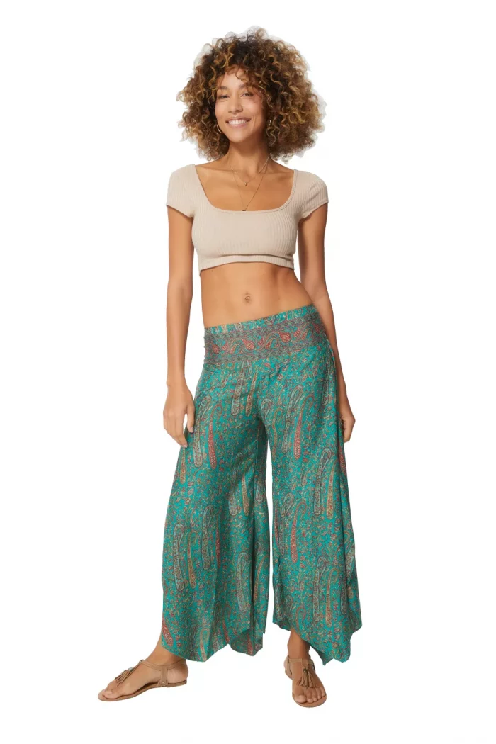 Pantalon évasé asymétrique vert - MCPA0027H – Image 1