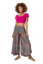 Pantalon ample turquoise et rose - MCPA0029A