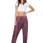 Pantalon gris aux fleurs bleues style sarouel - MCPA0111A