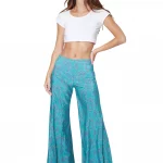 Pantalon turquoise évasé style boho - MCPA0112A