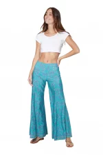 Pantalon turquoise évasé style boho - MCPA0112A