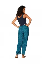 Pantalon bleu marine motif turquoise - MCPA0113A – Image 2