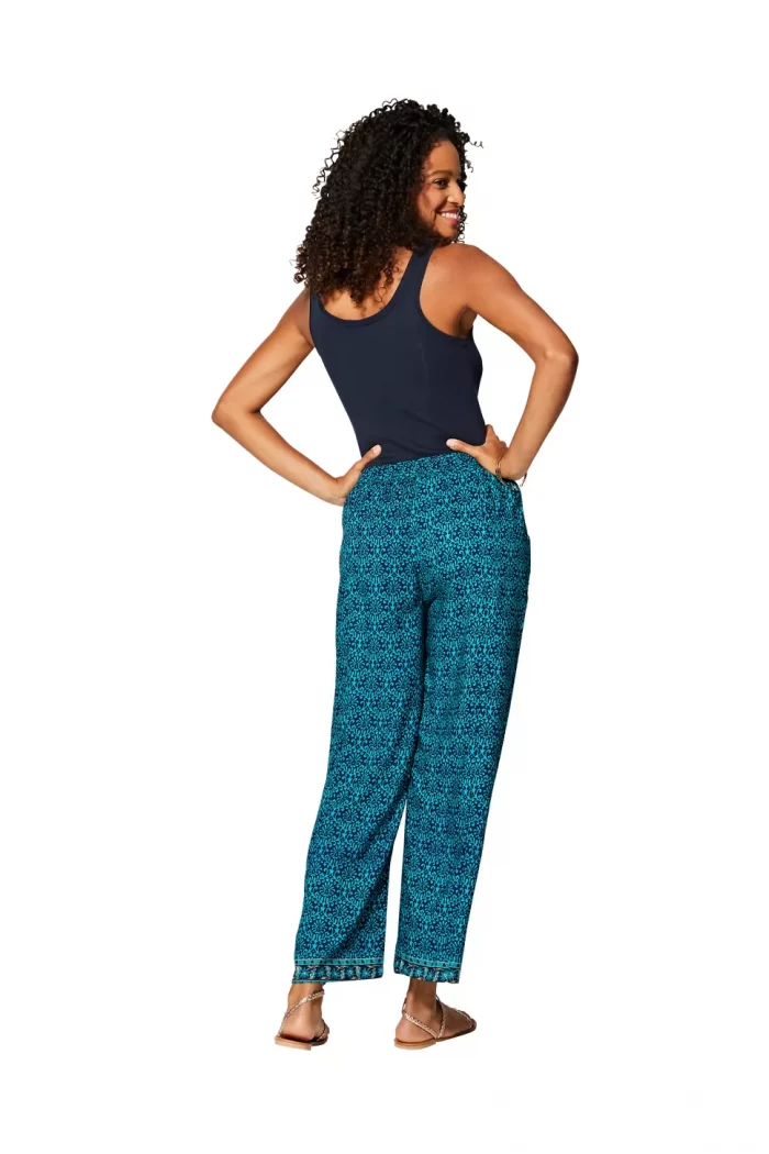 Pantalon bleu marine motif turquoise - MCPA0113A – Image 2