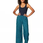 Pantalon bleu marine motif turquoise - MCPA0113A