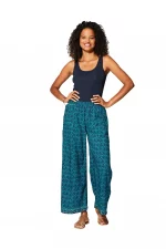 Pantalon bleu marine motif turquoise - MCPA0113A