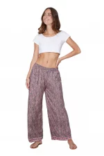 Pantalon crème, gris et rose - MCPA0113B
