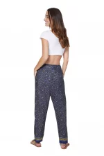 Pantalon droit bleu et fleuri crème- MCPA0114A – Image 2
