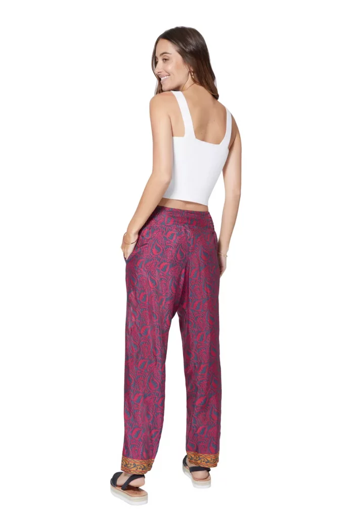 Pantalon droit gris avec motif rose - MCPA0114B – Image 2