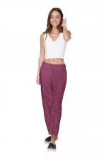 Pantalon droit gris avec motif rose - MCPA0114B