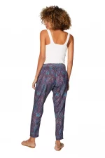 Pantalon bleu au motif violet et 2 poches - MCPA0115D – Image 2