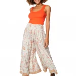 Pantalon ample crème et orange - MCPA0116B