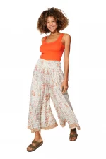 Pantalon ample crème et orange - MCPA0116B