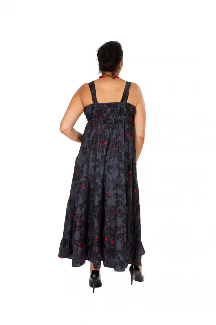 Robe longue gris, noir et rouge - MCROP0104A – Image 2