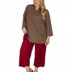 Blouse marron imprimé arabesque - MCTUP0109C
