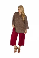 Blouse marron imprimé arabesque - MCTUP0109C