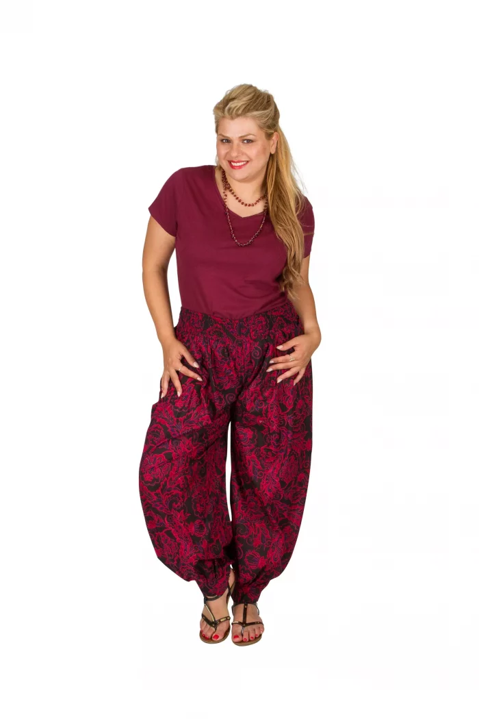 Sarouel taille élastiquée, Noir et rose - PAP0052G – Image 1