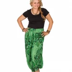 Sarouel taille élastiquée, Vert motif abstrait - PAP0052H