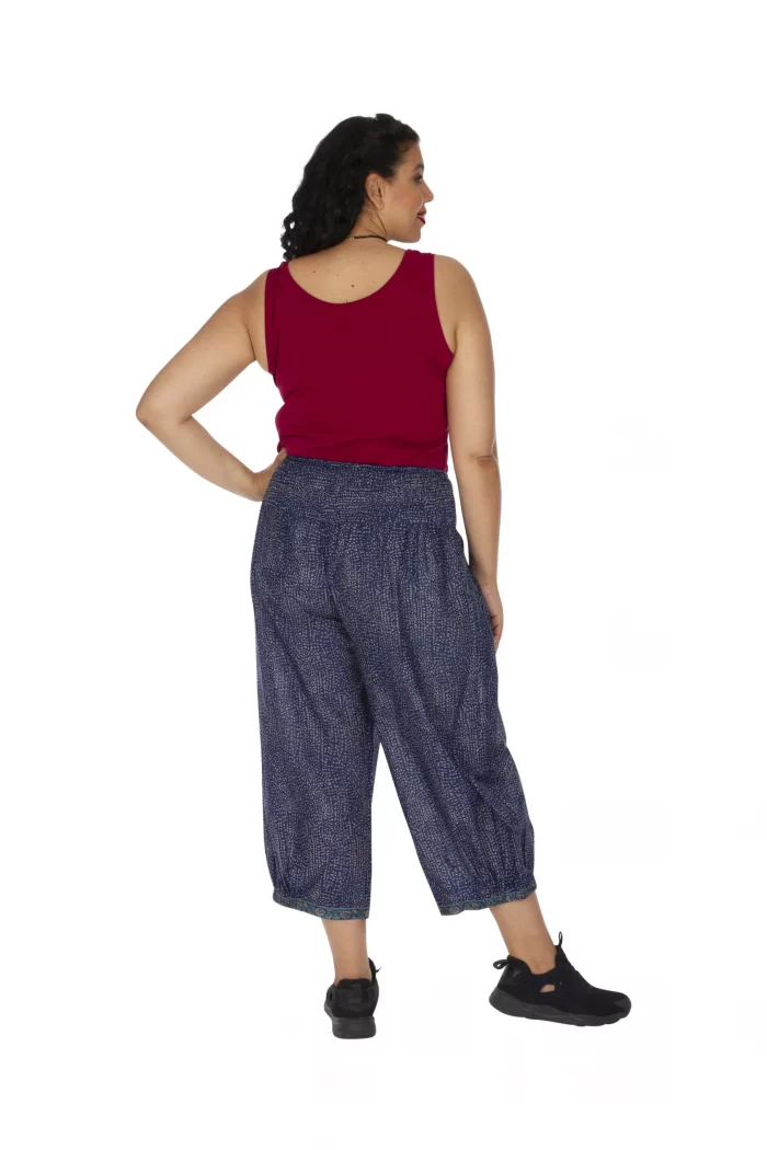 Pantalon large mi-long Bleu imprimé mini - PAP0053B – Image 2