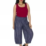 Pantalon large mi-long Bleu imprimé mini - PAP0053B