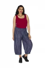 Pantalon large mi-long Bleu imprimé mini - PAP0053B