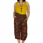 Pantalon large mi-long imprimé asiatique - PAP0053C