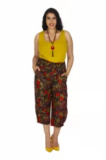 Pantalon large mi-long imprimé asiatique - PAP0053C