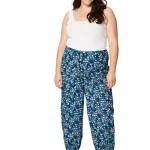Pantalon en coton, Bleu à motifs - PAP0059C