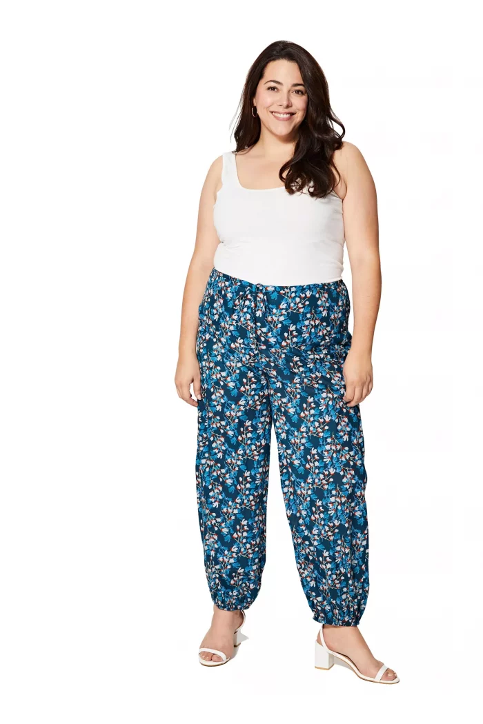 Pantalon en coton, Bleu à motifs - PAP0059C – Image 1