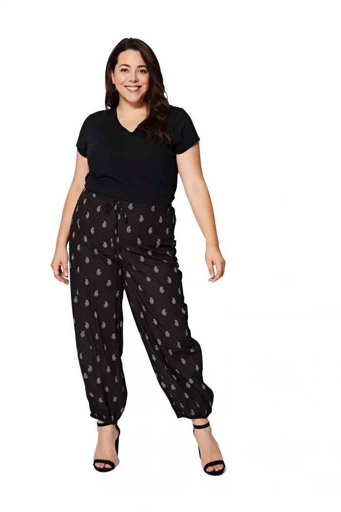 Pantalon en coton, Noir à motifs - PAP0059D – Image 1