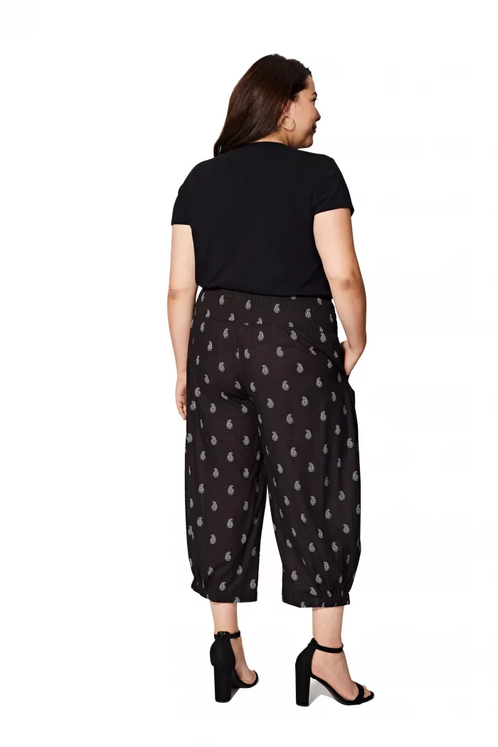 Pantalon mi-long en coton, Noir à motifs - PAP0060C – Image 2