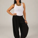 Pantalon ample taille élastique Noir - PAP0101A