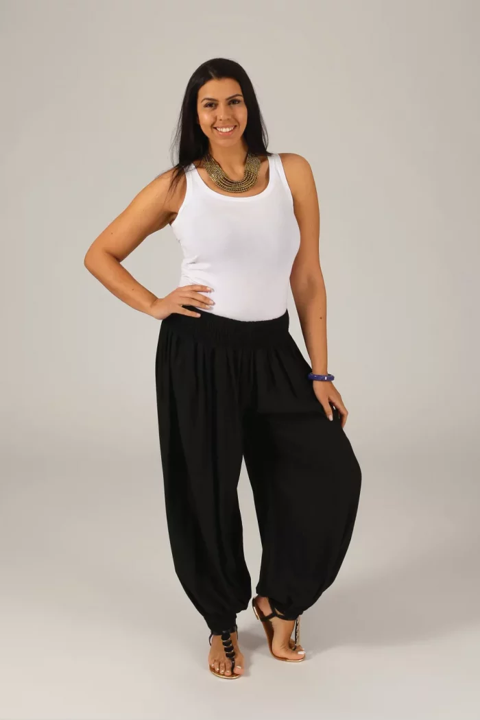 Pantalon ample taille élastique Noir - PAP0101A – Image 1