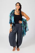 Pantalon ample taille élastique Gris - PAP0101B