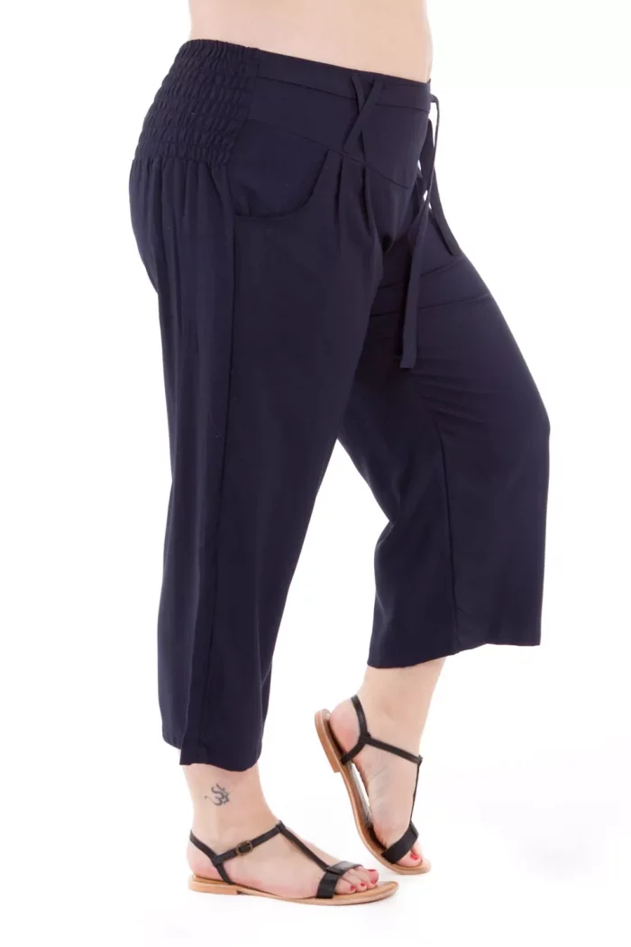 Pantalon uni mi-long Bleu Marine - PAP1020B – Image 3