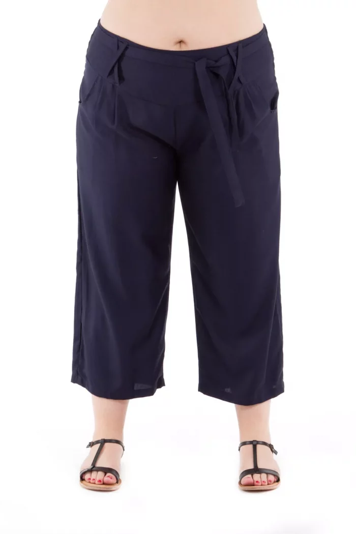 Pantalon uni mi-long Bleu Marine - PAP1020B – Image 1