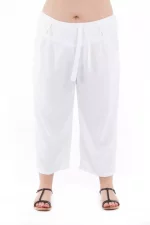Pantalon uni mi-long Blanc - PAP1020C