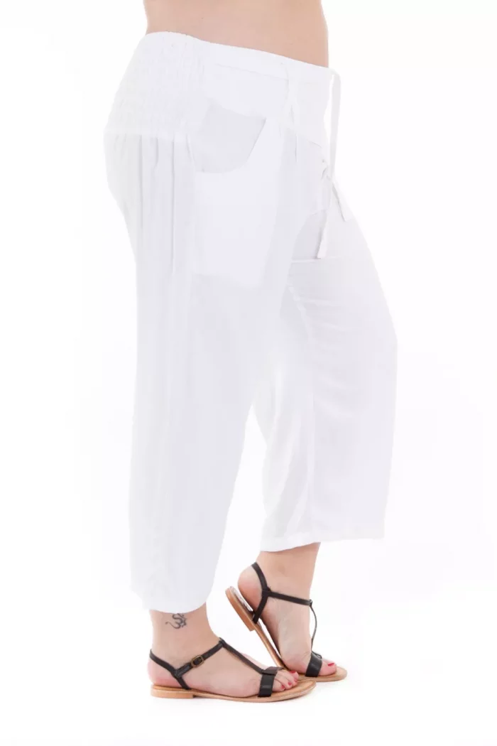 Pantalon uni mi-long Blanc - PAP1020C – Image 2