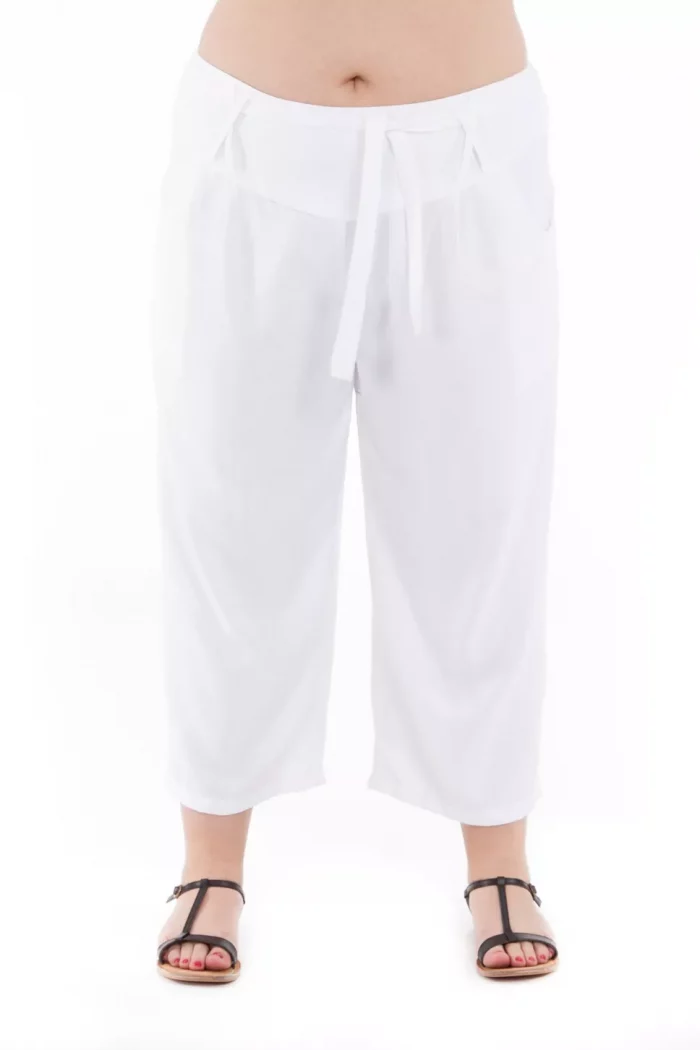 Pantalon uni mi-long Blanc - PAP1020C – Image 1