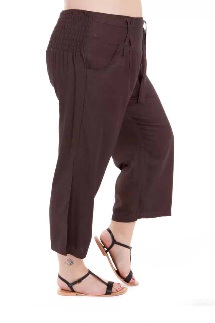 Pantalon droit mi-long uni Marron foncé - PAP1020F – Image 2