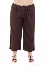 Pantalon droit mi-long uni Marron foncé - PAP1020F