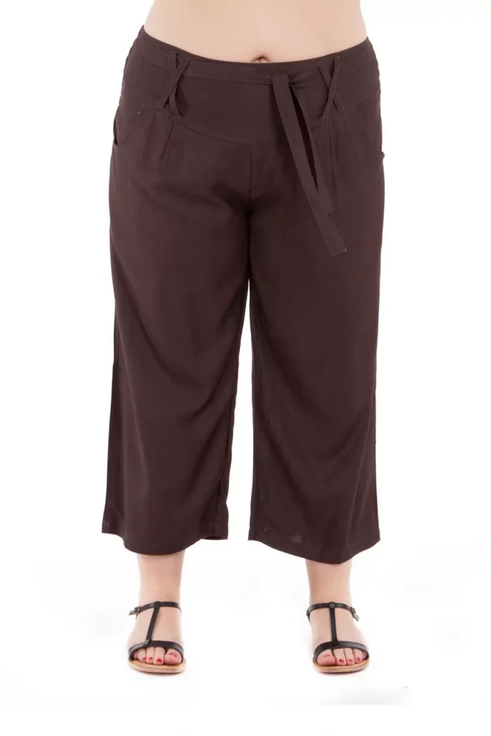 Pantalon droit mi-long uni Marron foncé - PAP1020F – Image 1