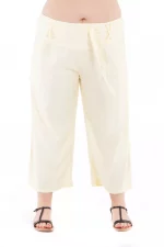 Pantalon droit mi-long uni Crème - PAP1020G