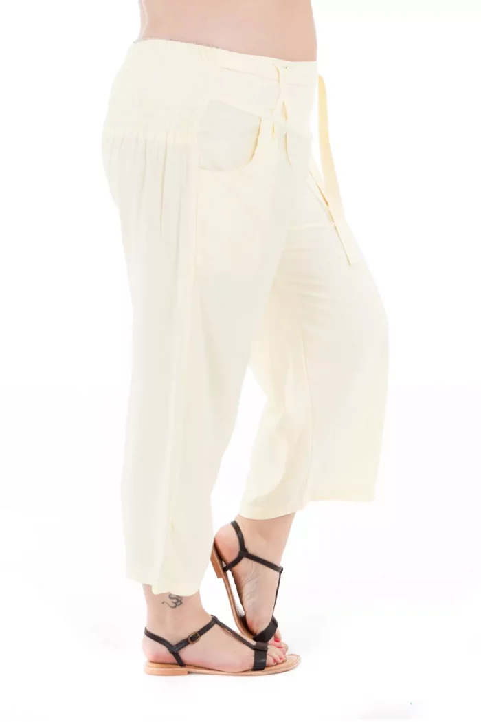 Pantalon droit mi-long uni Crème - PAP1020G – Image 3