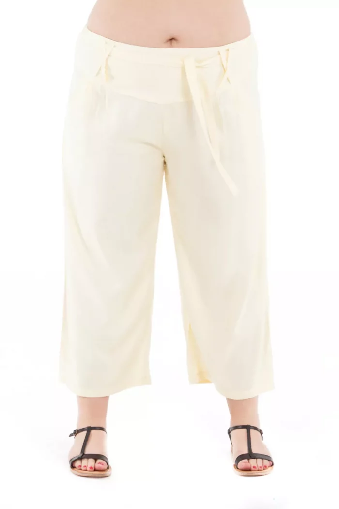 Pantalon droit mi-long uni Crème - PAP1020G – Image 1