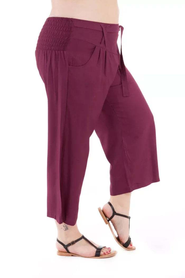 Pantalon mi-long smocké Bordeaux - PAP1020M – Image 2